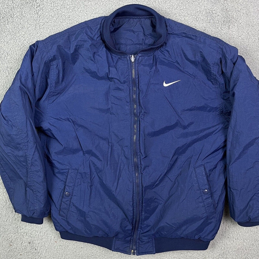 Vintage Nike Coat Jacket‎ Reversible Big Logo Orange Blue Y2K Youth XL *READ*